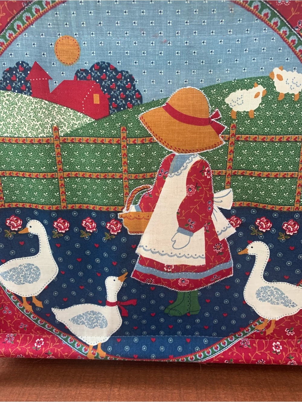 Vintage Grandmacore Cottage Core Girl with Geese Folding Sewing Yarn Caddy EUC - Picture 2 of 14